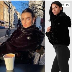 ALO Yoga Black Faux Fur Foxy Jacket